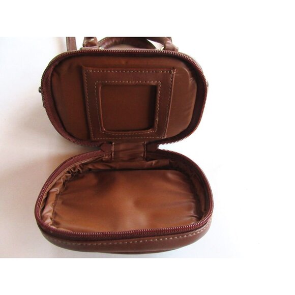 MODA Brand Women Bag Small Crossbody Handles Semicircular Brown Faux Crocodile - Picture 9 of 16